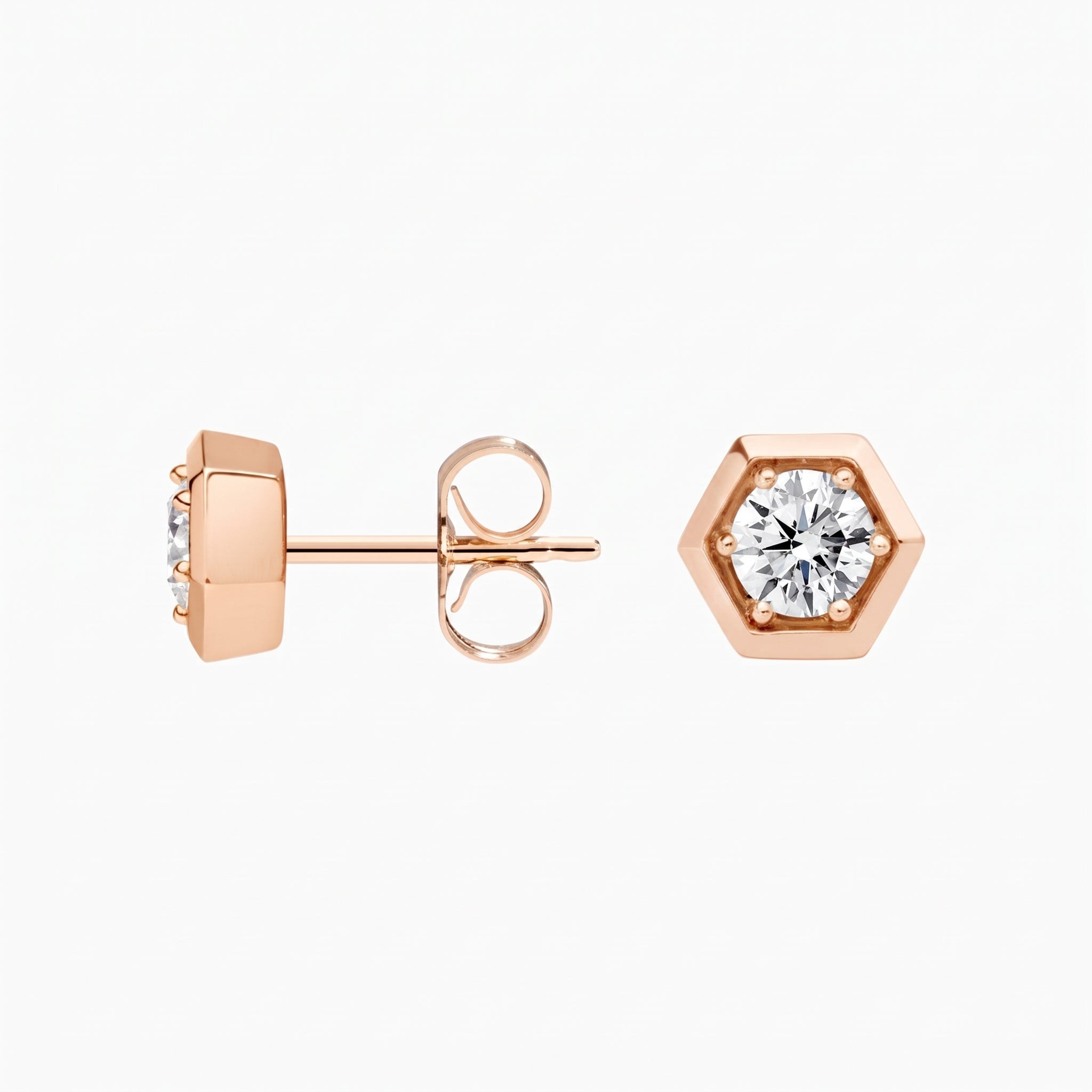 LE11437 - Hexagon Bezel Lab Diamond Stud Earrings 0.50 CTW