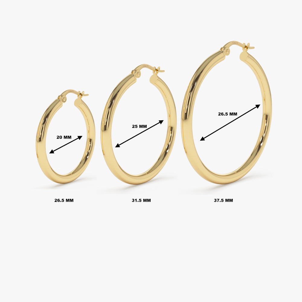 OBFJ1447 - 14k Gold Hoops 26.5 - 31.5 - 37MM 3