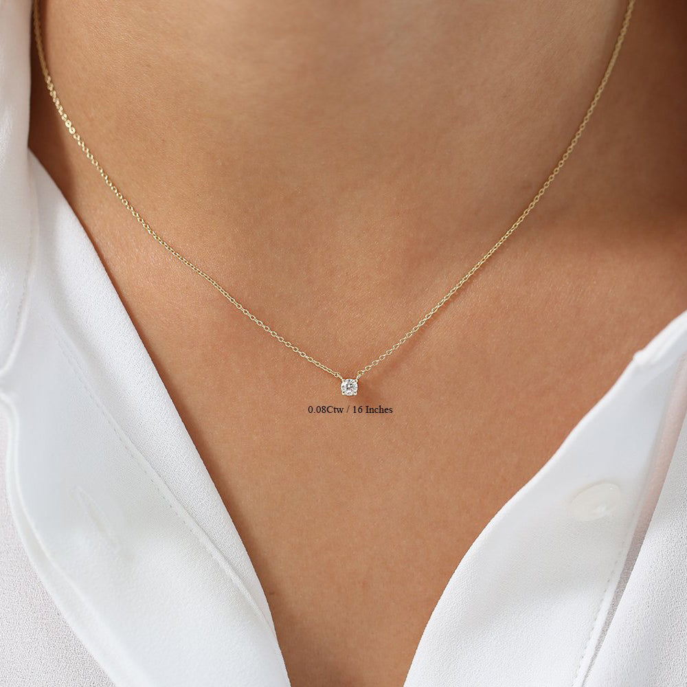 OBFJ0205 - Prong Setting Diamond Solitaire Necklace necklace in selectable metal and diamond options - Roselle Jewelry view 9