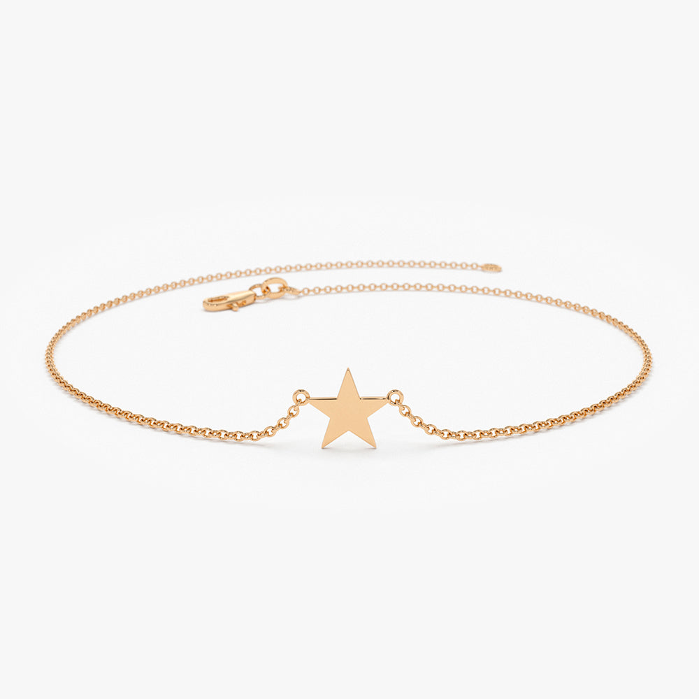 OBFJ1925 - Lucky Star Charm Bracelet bracelets in selectable metal and diamond options - Roselle Jewelry view 4