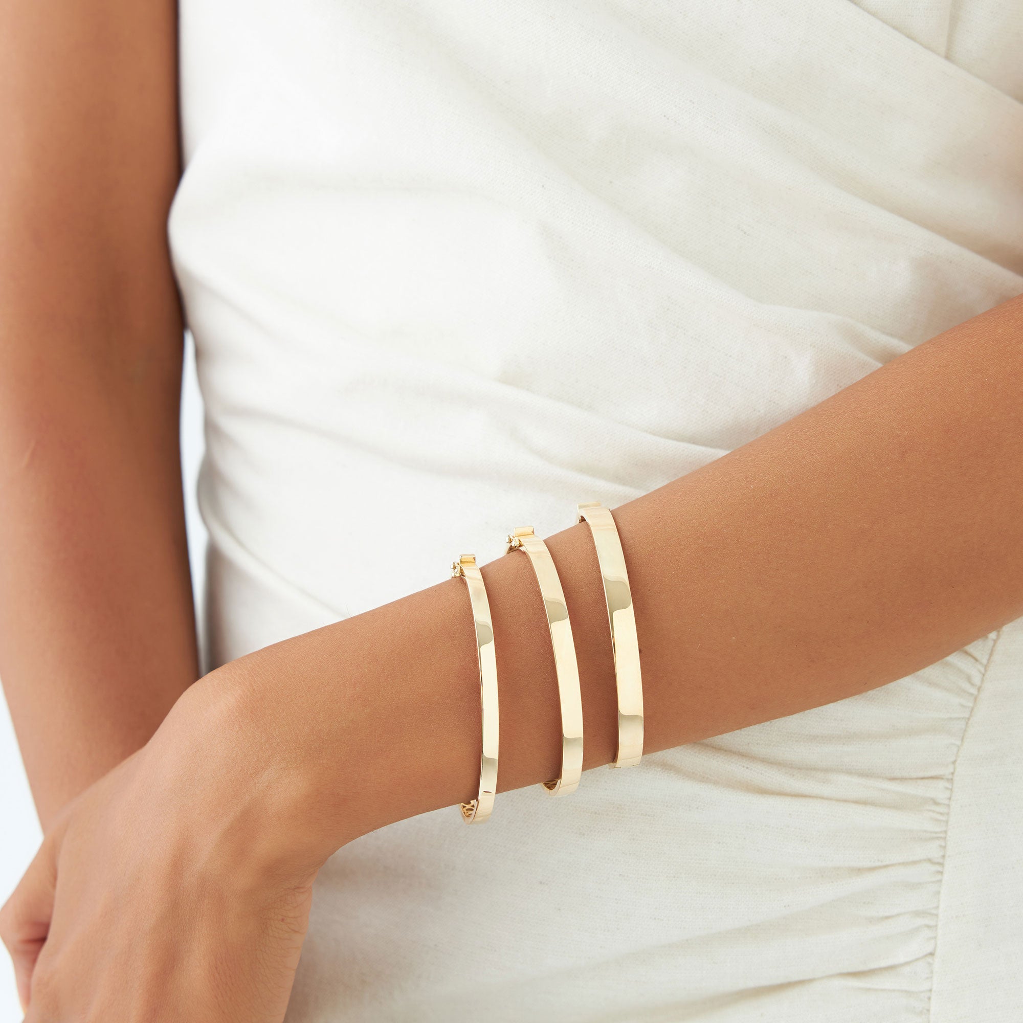 OBFJ1173 - 14k Flat Stackable Gold Bangle 5