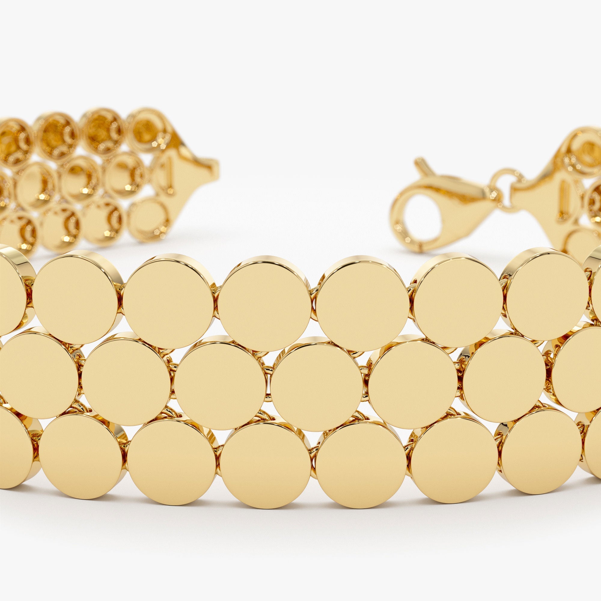 OBFJ1118 - Unique Bold Triple Strand Bracelet bracelets in selectable metal and diamond options - Roselle Jewelry view 6