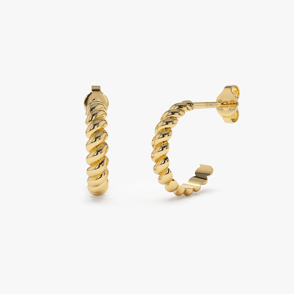 OBFJ2124 - 14k Braided 3MM Twist Earrings 1