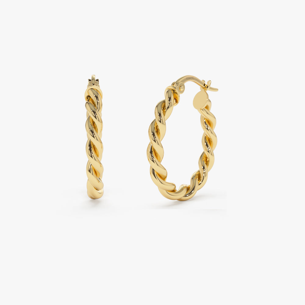 OBFJ0929 - 14k Twist Rope Earrings 20MM 1