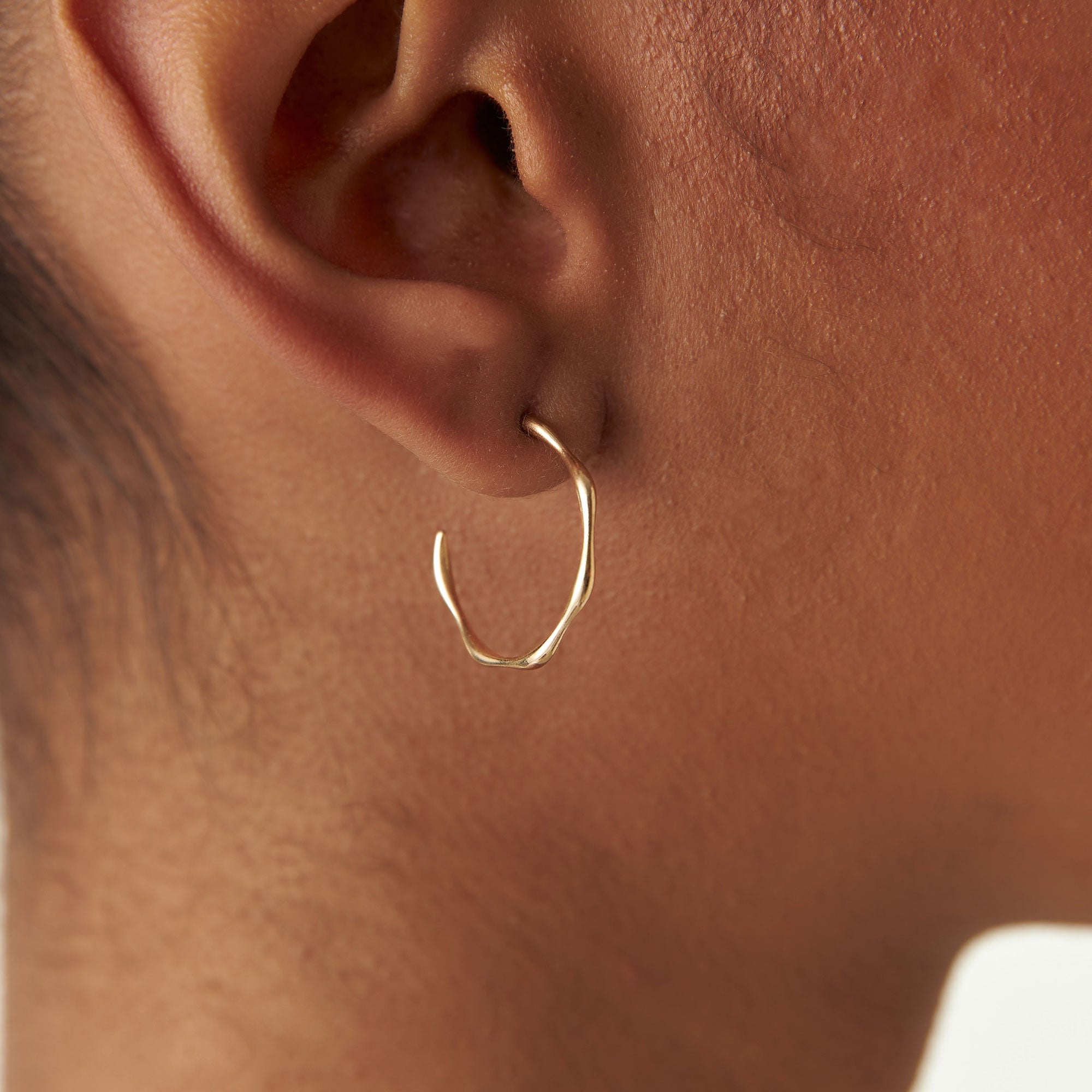 OBFJ0749 - Large Wave Hoop Earrings earrings in selectable metal and diamond options - Roselle Jewelry view 5