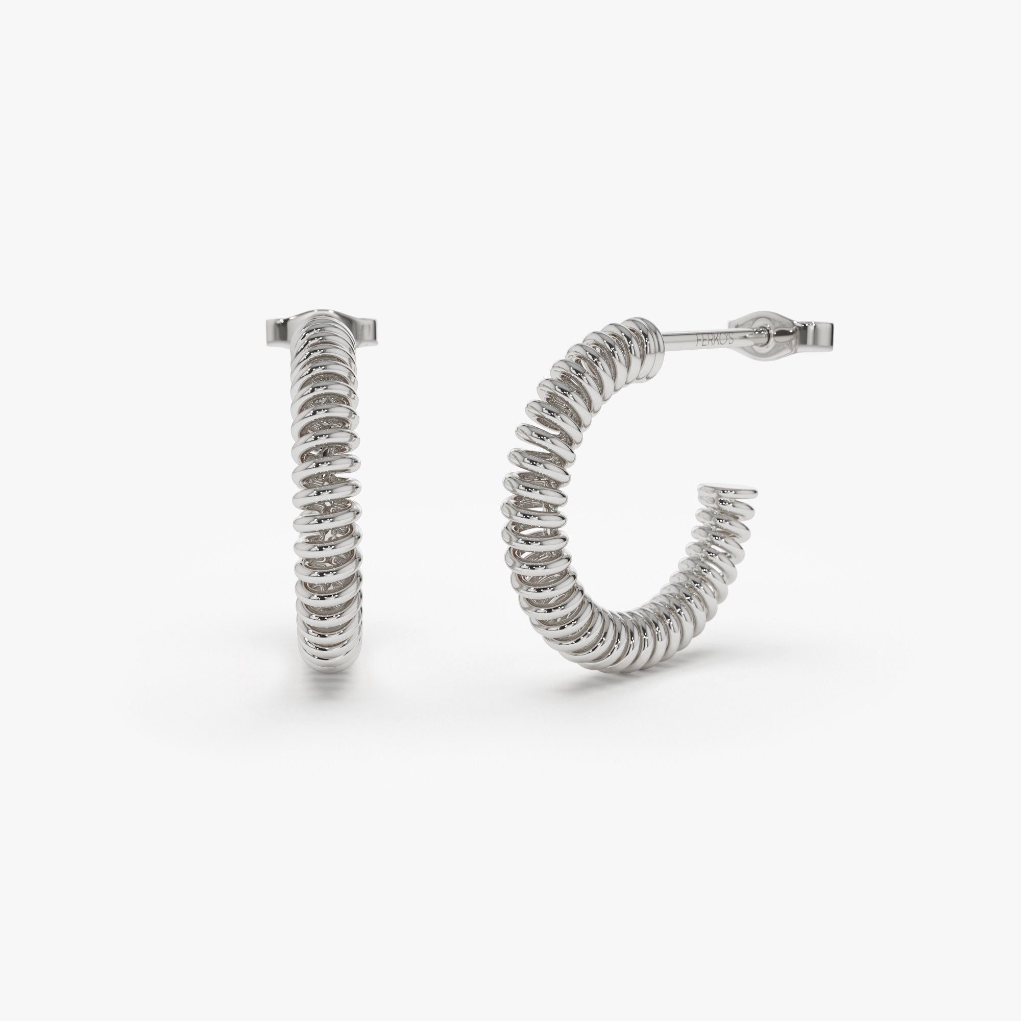 OBFJ1333 - 14k Unique Spiral C-Hoop Earring 6