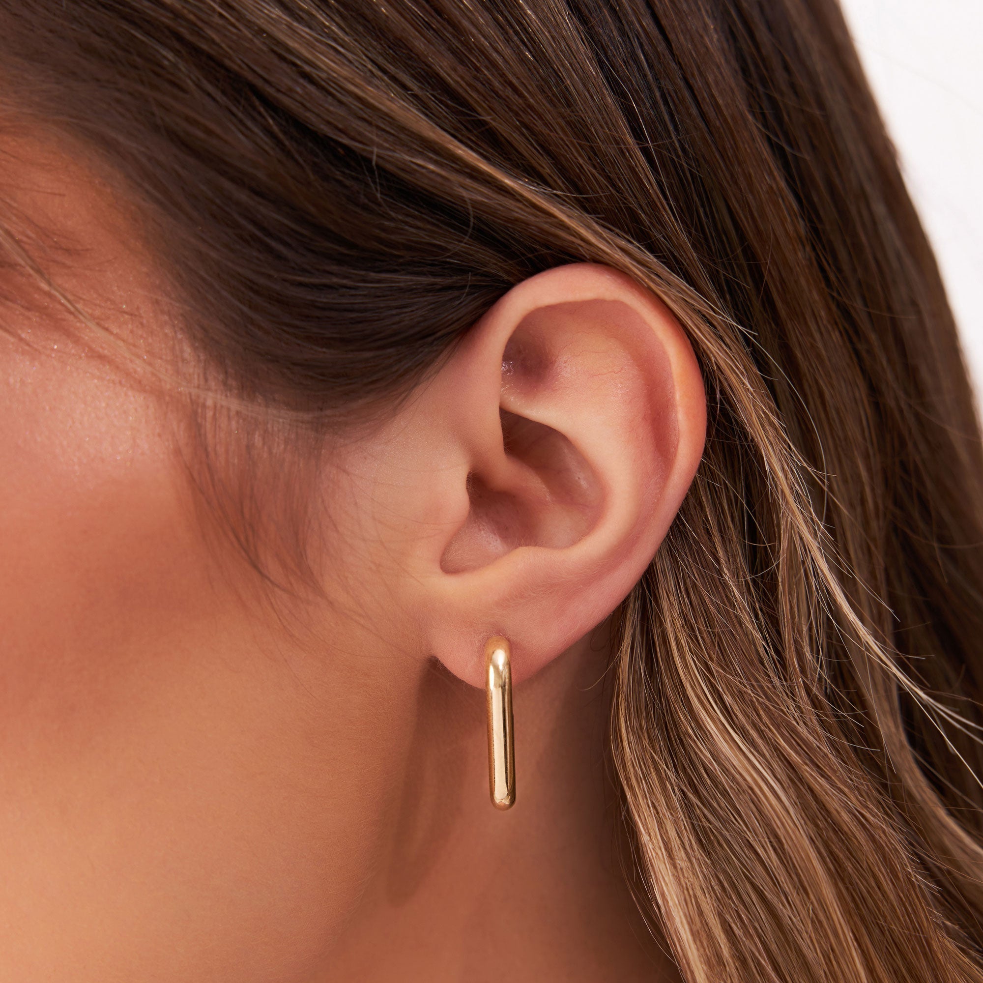OBFJ1331 - 14k Bold Paper Clip Hoop Earrings 2