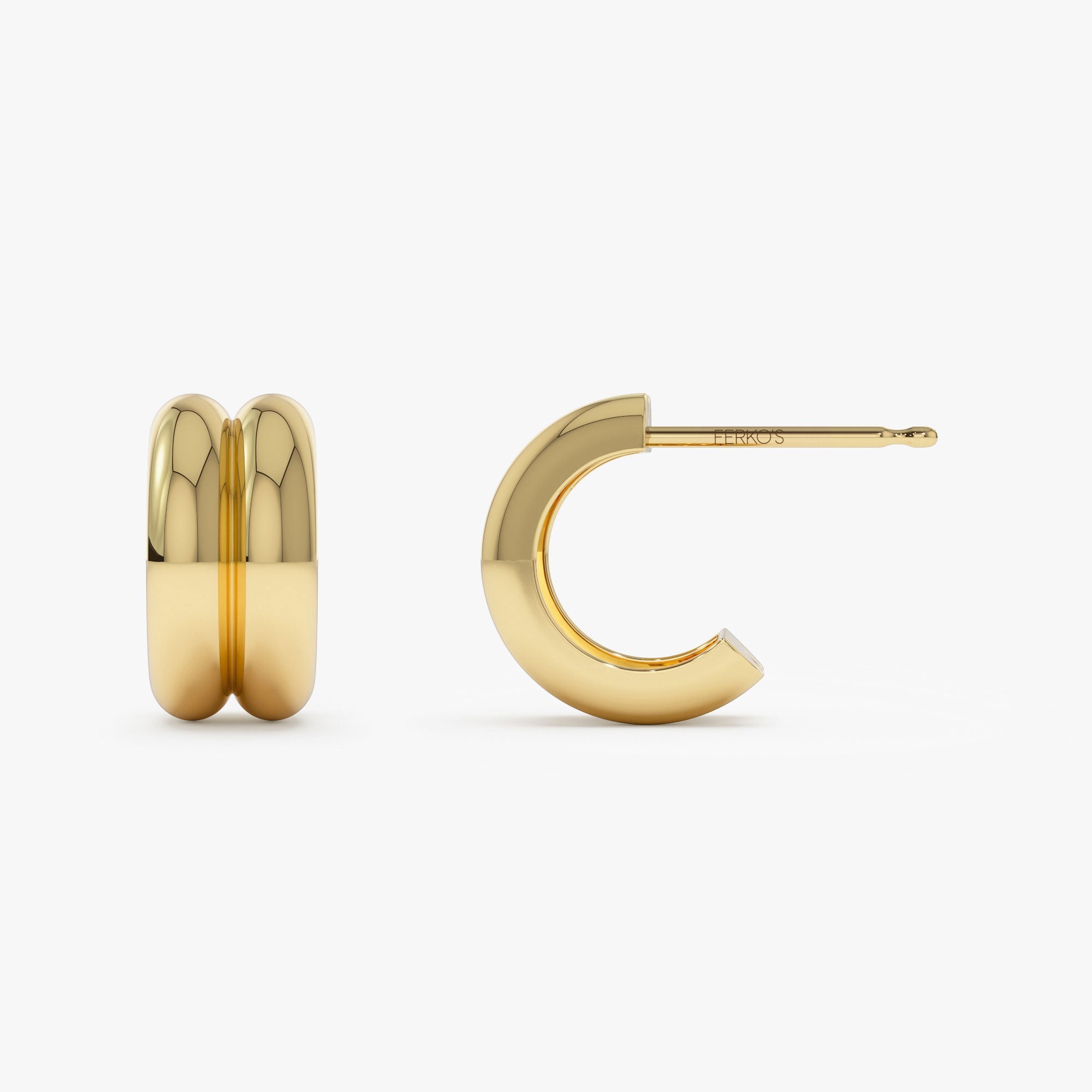 OBFJ1332 - 14k Solid Gold Twin C Hoops 9