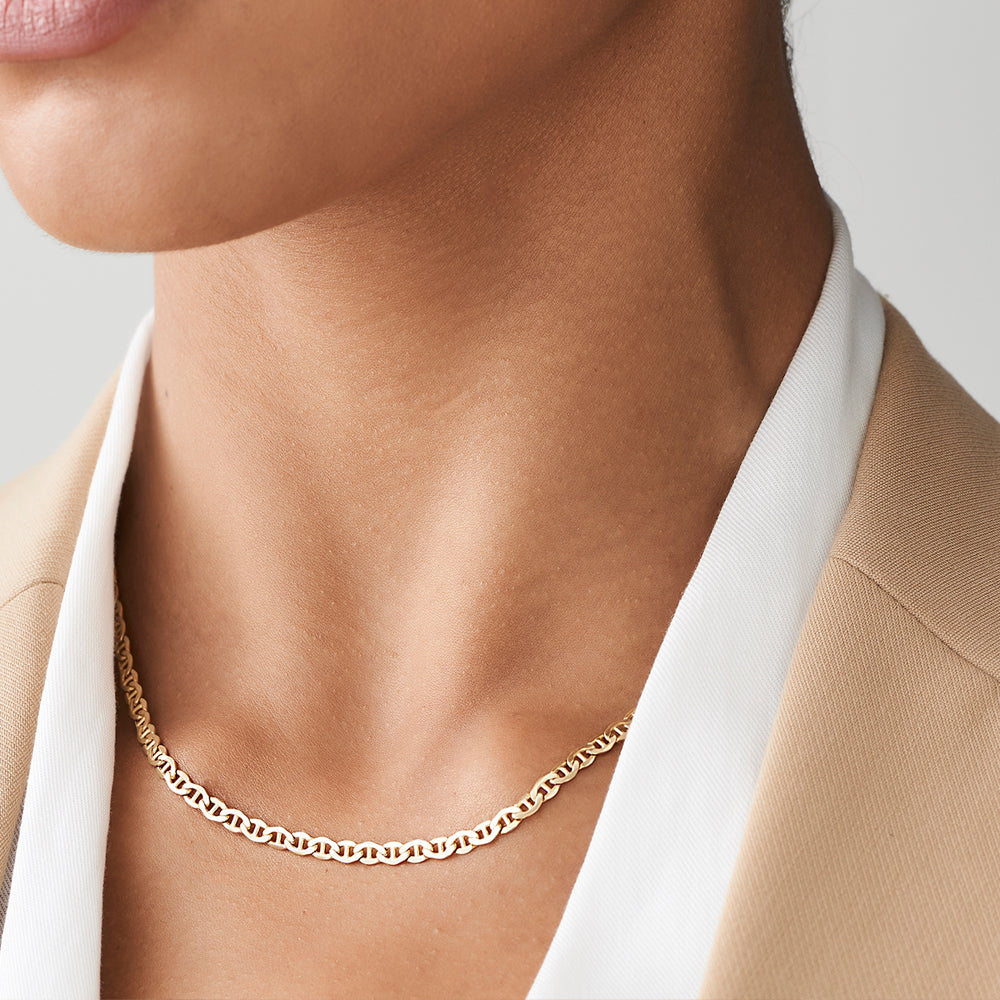 OBFJ2150 - 14k 3.5 MM Mariner Chain Link Necklace 2