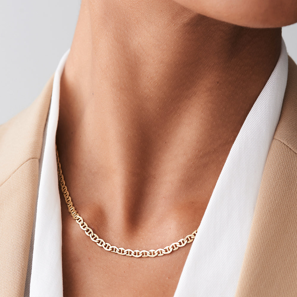 OBFJ2150 - 14k 3.5 MM Mariner Chain Link Necklace 3