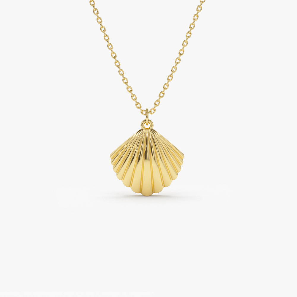 OBFJ2245 - Shell Charm Necklace necklace in selectable metal and diamond options - Roselle Jewelry view 1