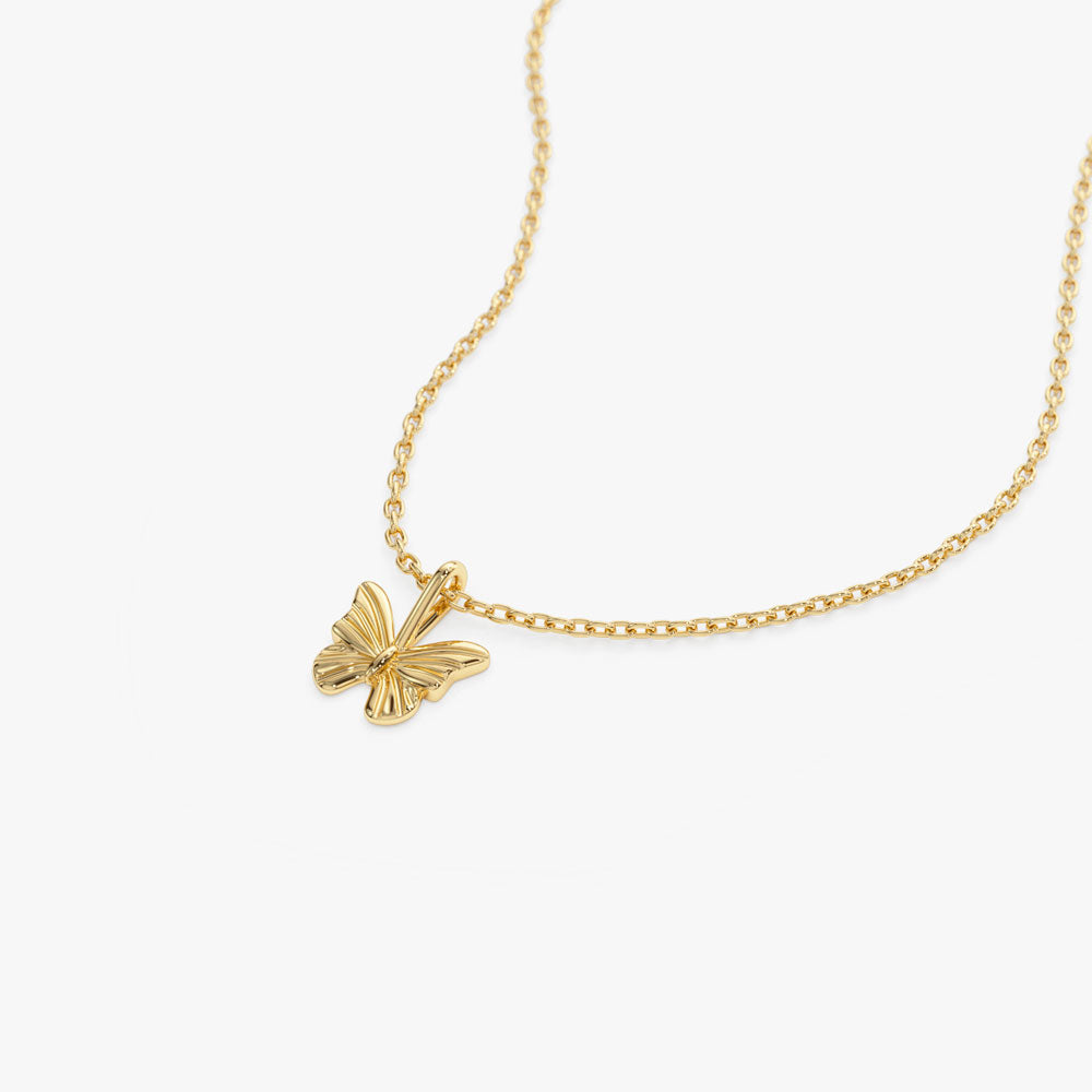 OBFJ1299 - 14k Mini Butterfly Charm Necklace 8