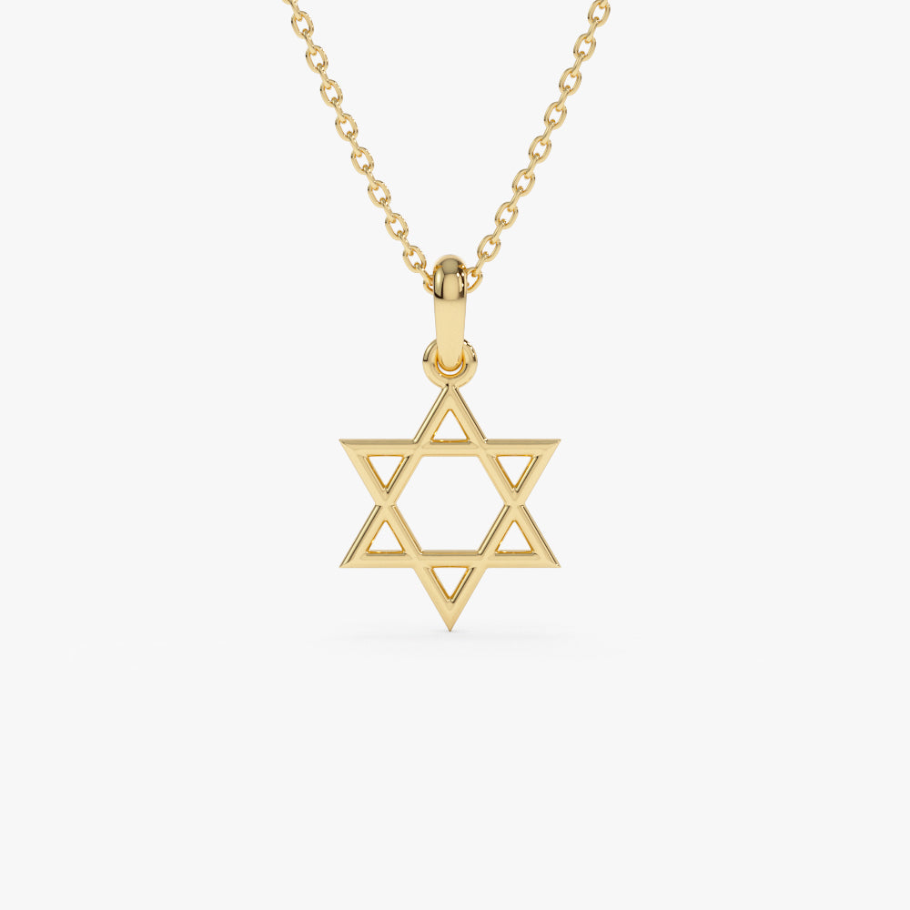 OBFJ1270 - 14K Plain Gold Star Of David Necklace 1