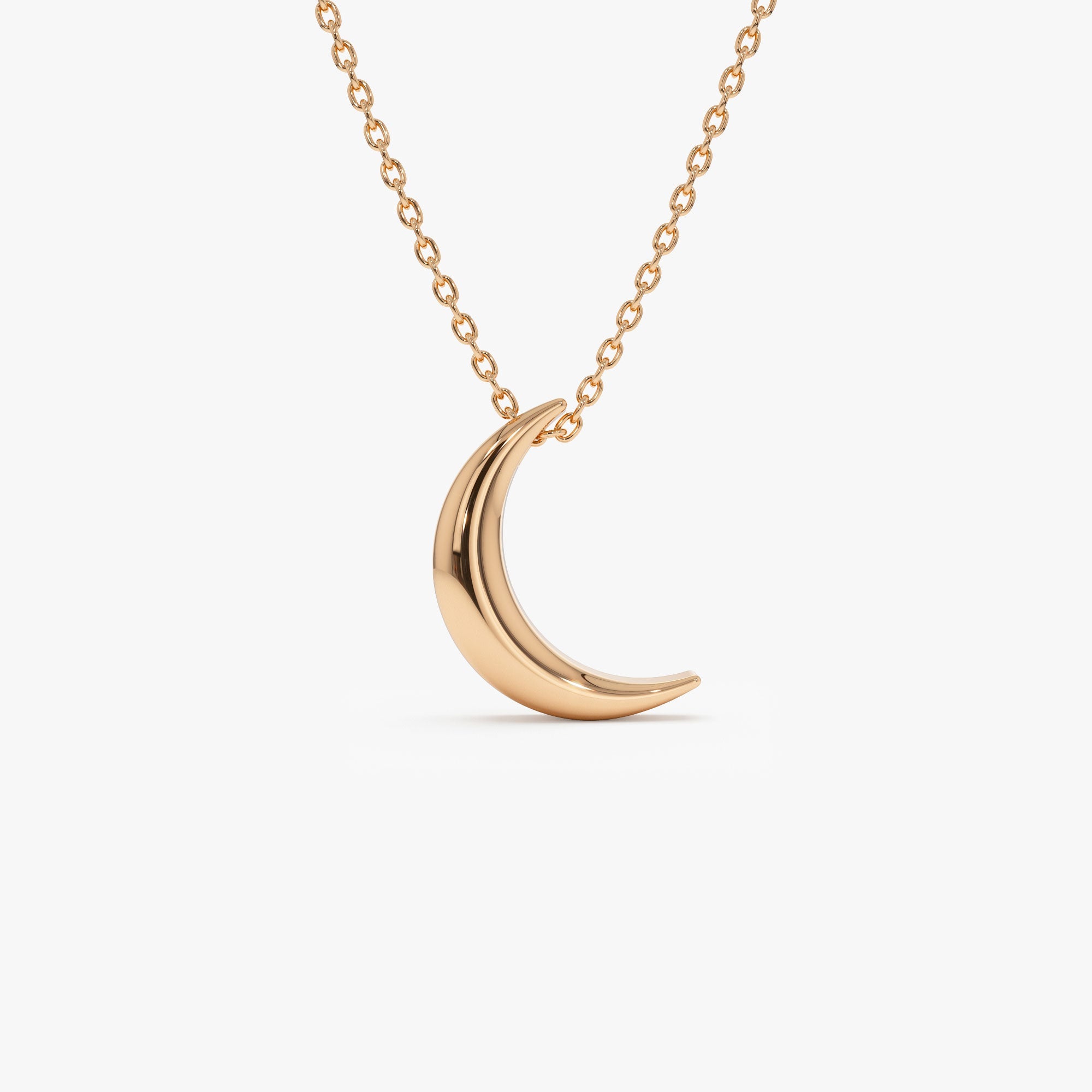 OBFJ1260 - Half Moon Crescent Charm Necklace necklace in selectable metal and diamond options - Roselle Jewelry view 5