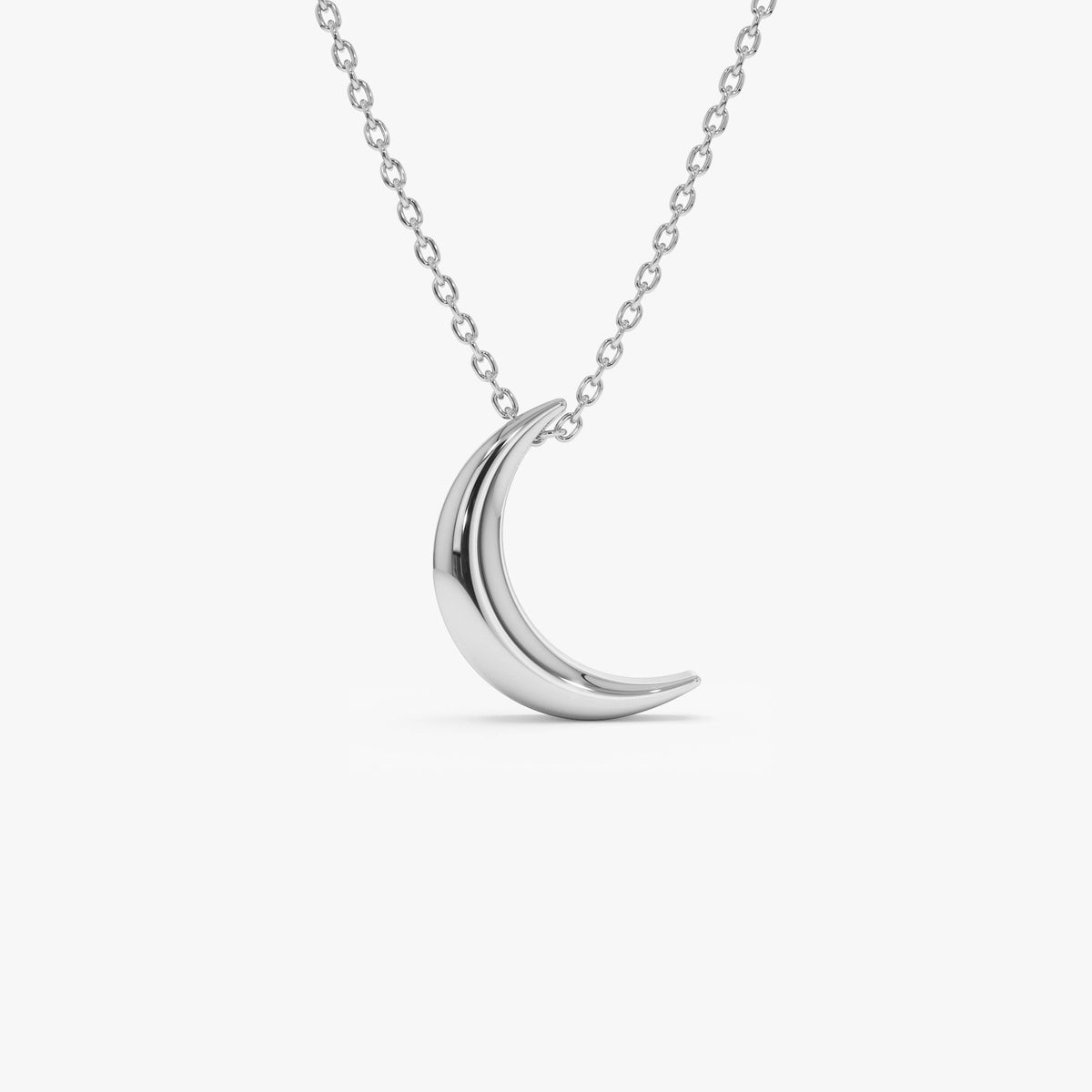 OBFJ1260 - Half Moon Crescent Charm Necklace necklace in selectable metal and diamond options - Roselle Jewelry view 6