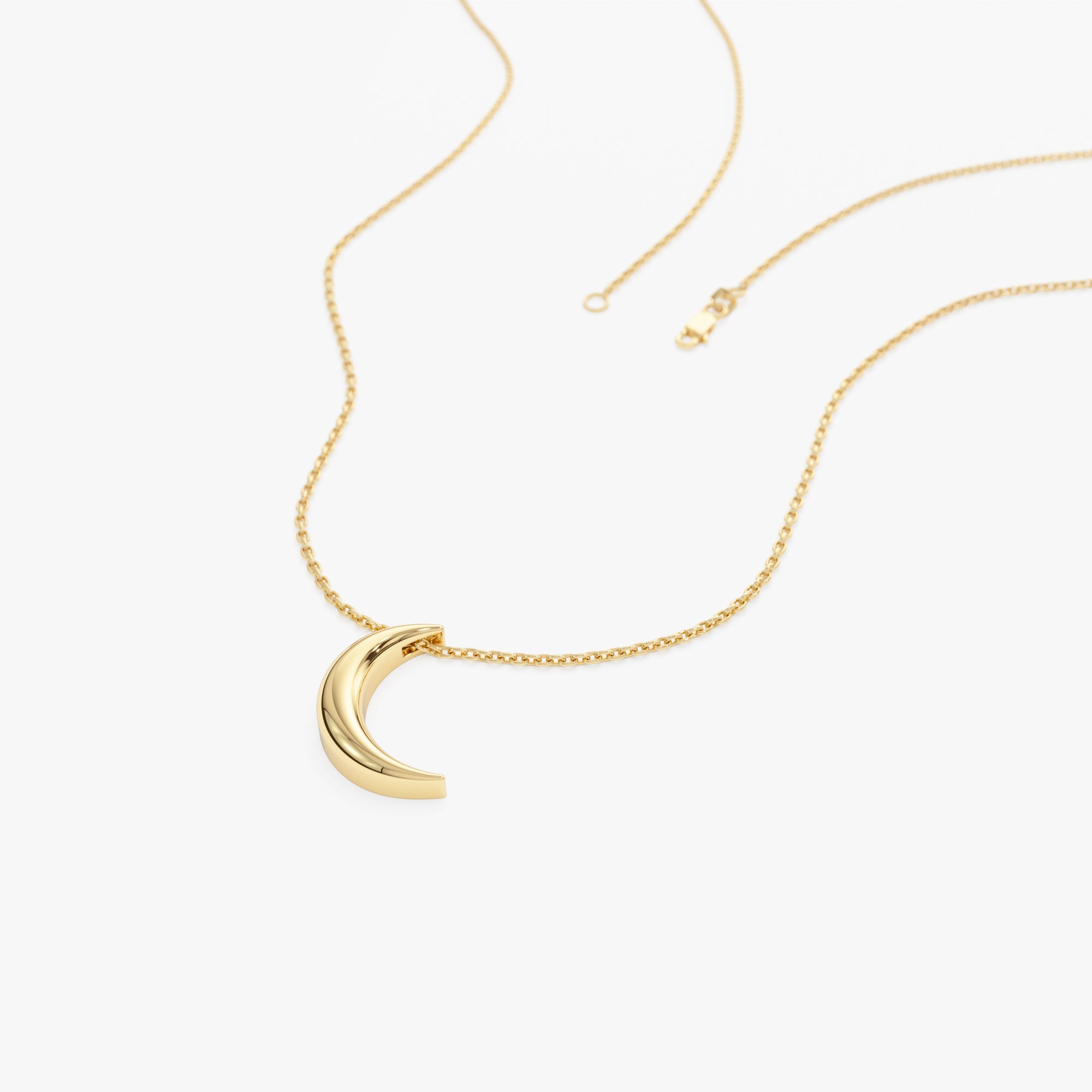 OBFJ1260 - Half Moon Crescent Charm Necklace necklace in selectable metal and diamond options - Roselle Jewelry view 7