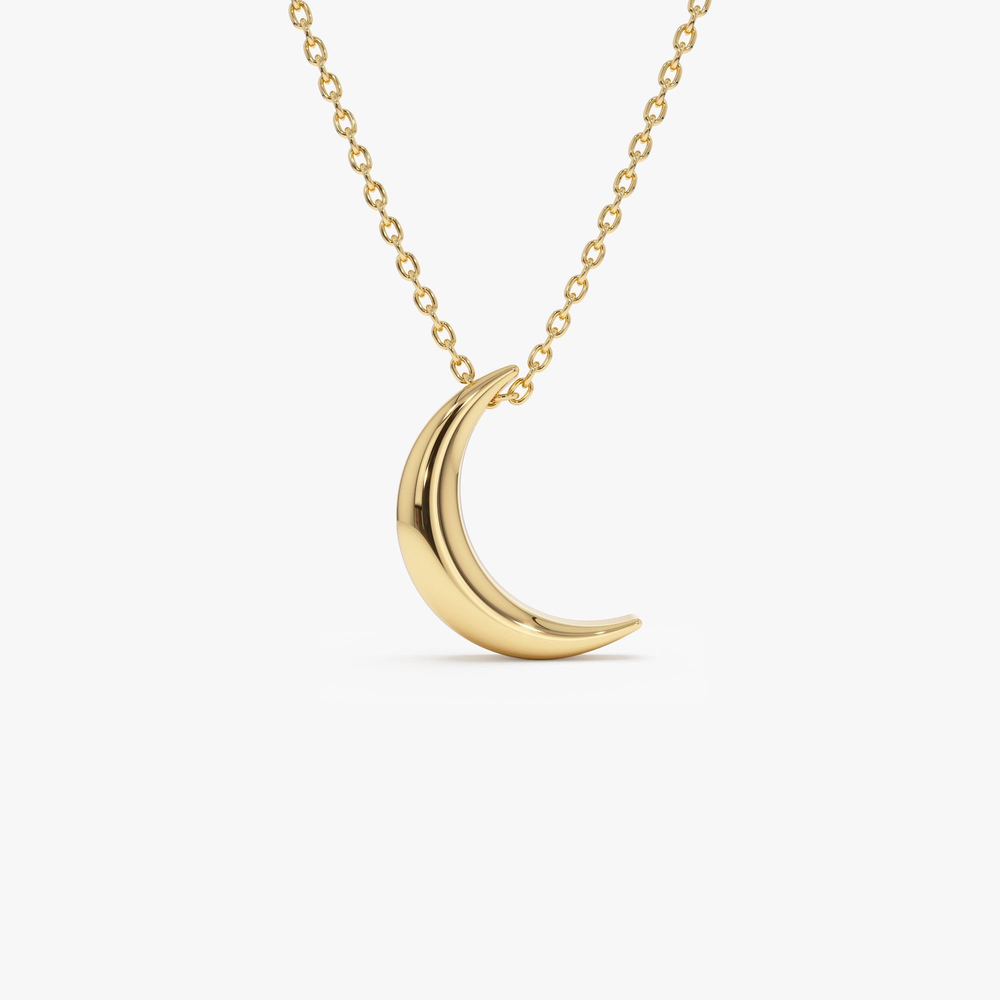 OBFJ1260 - Half Moon Crescent Charm Necklace necklace in selectable metal and diamond options - Roselle Jewelry view 1