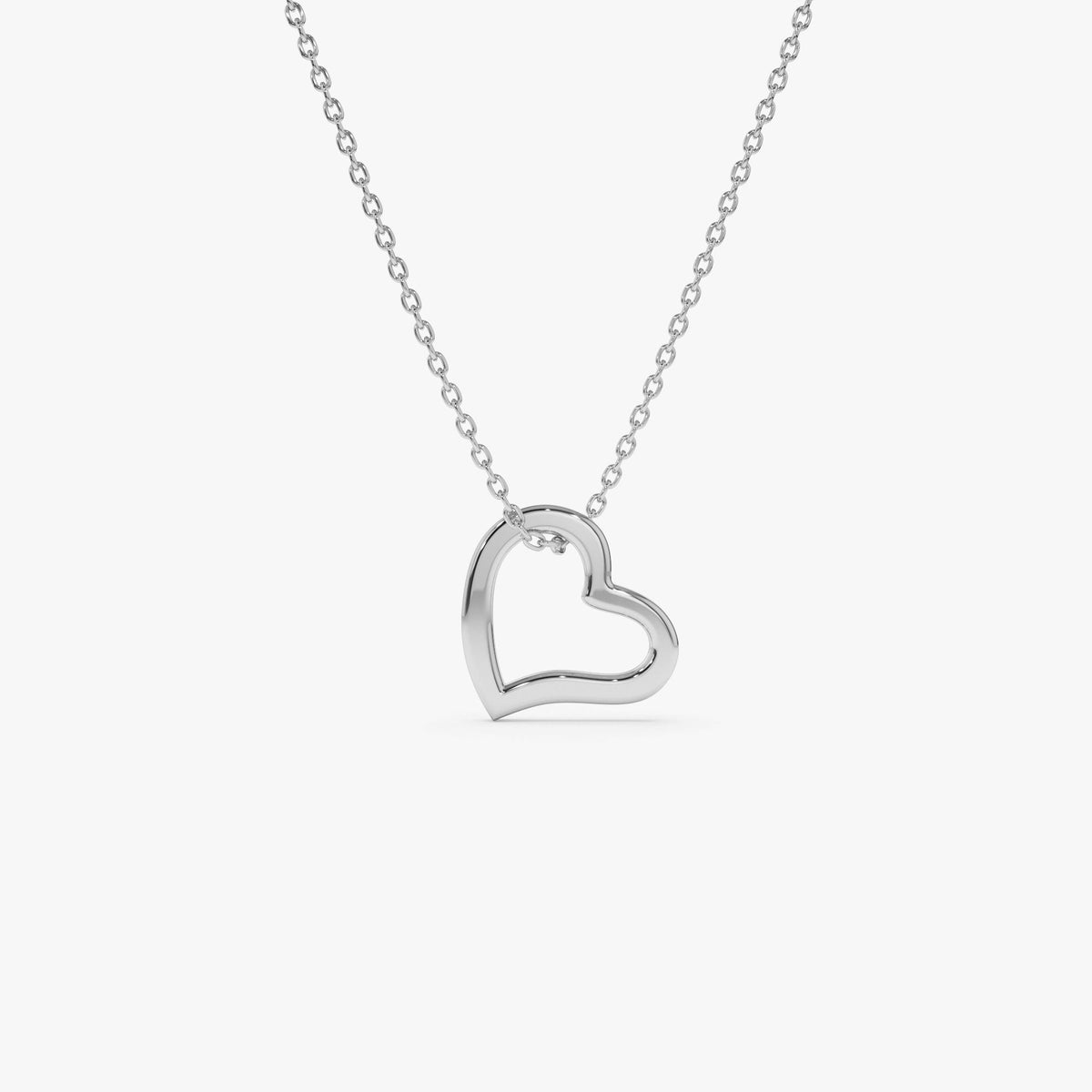 OBFJ1255 - Open Heart Shaped Charm Necklace necklace in selectable metal and diamond options - Roselle Jewelry view 5