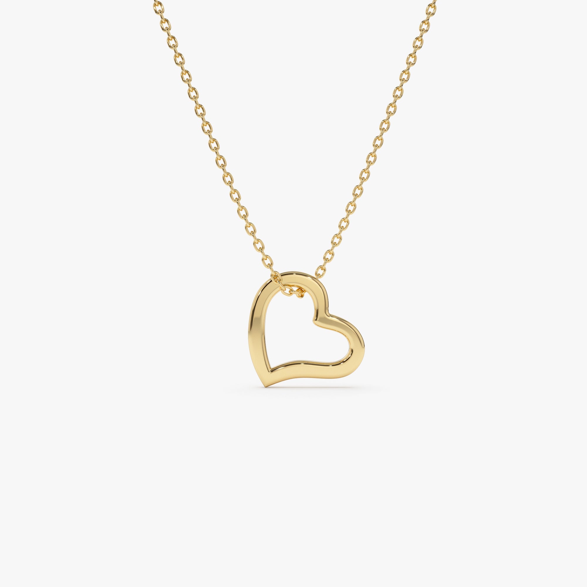 OBFJ1255 - Open Heart Shaped Charm Necklace necklace in selectable metal and diamond options - Roselle Jewelry view 1