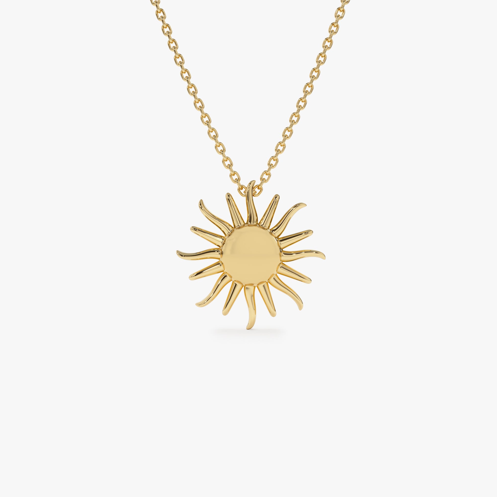 OBFJ1252 - 14k Gold Glowing Sun Charm Necklace 1