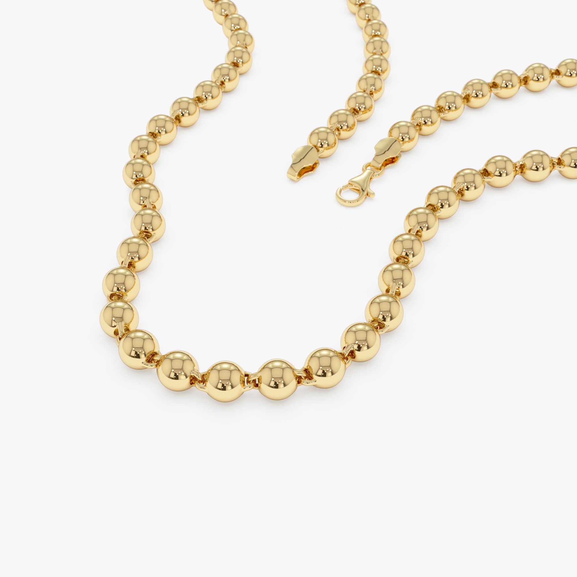 OBFJ1119 - 14K Gold 5 MM Bead Necklace 6