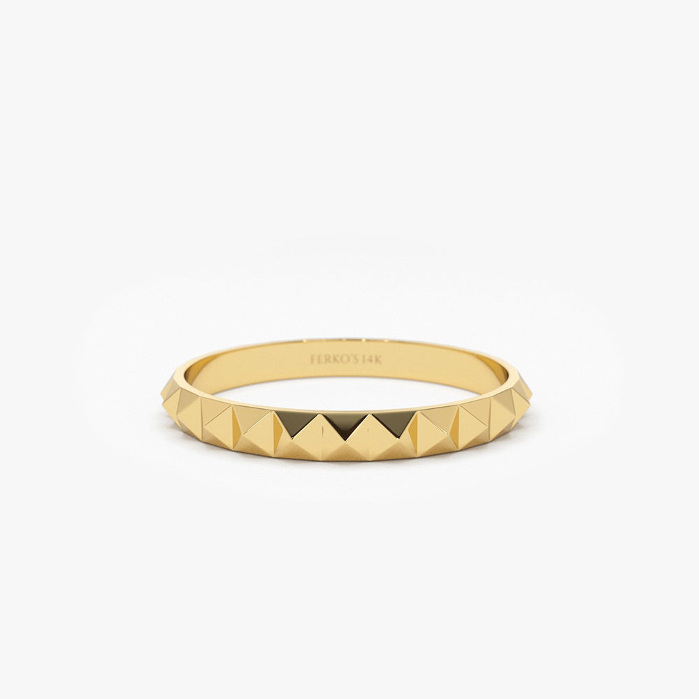 OBFJ1920 - 14K Gold Spike Pyramid Eternity Ring 1