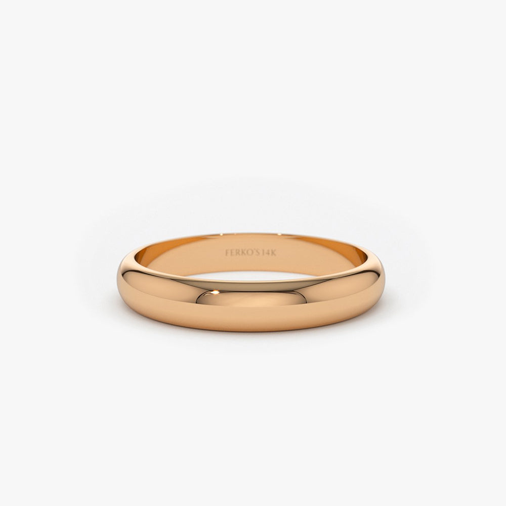 OBFJ1909 - 14k 3MM Classic Dome Unisex Wedding Ring 6
