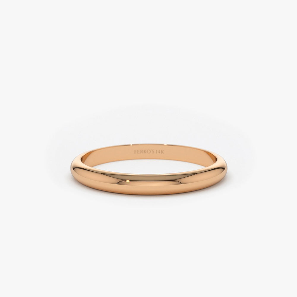 OBFJ1945 - Classic Dome 2MM Band ring in selectable metal and diamond options - Roselle Jewelry view 5