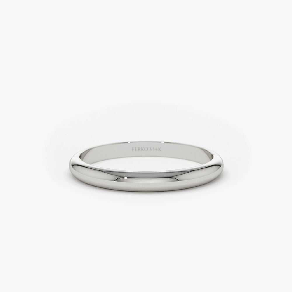 OBFJ1945 - Classic Dome 2MM Band ring in selectable metal and diamond options - Roselle Jewelry view 6