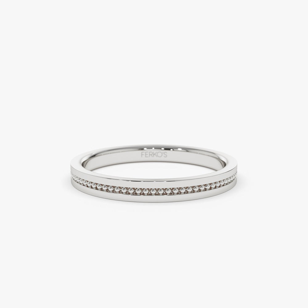 OBFJ2026 - 14k Beaded Stacking Gold Wedding Band 7