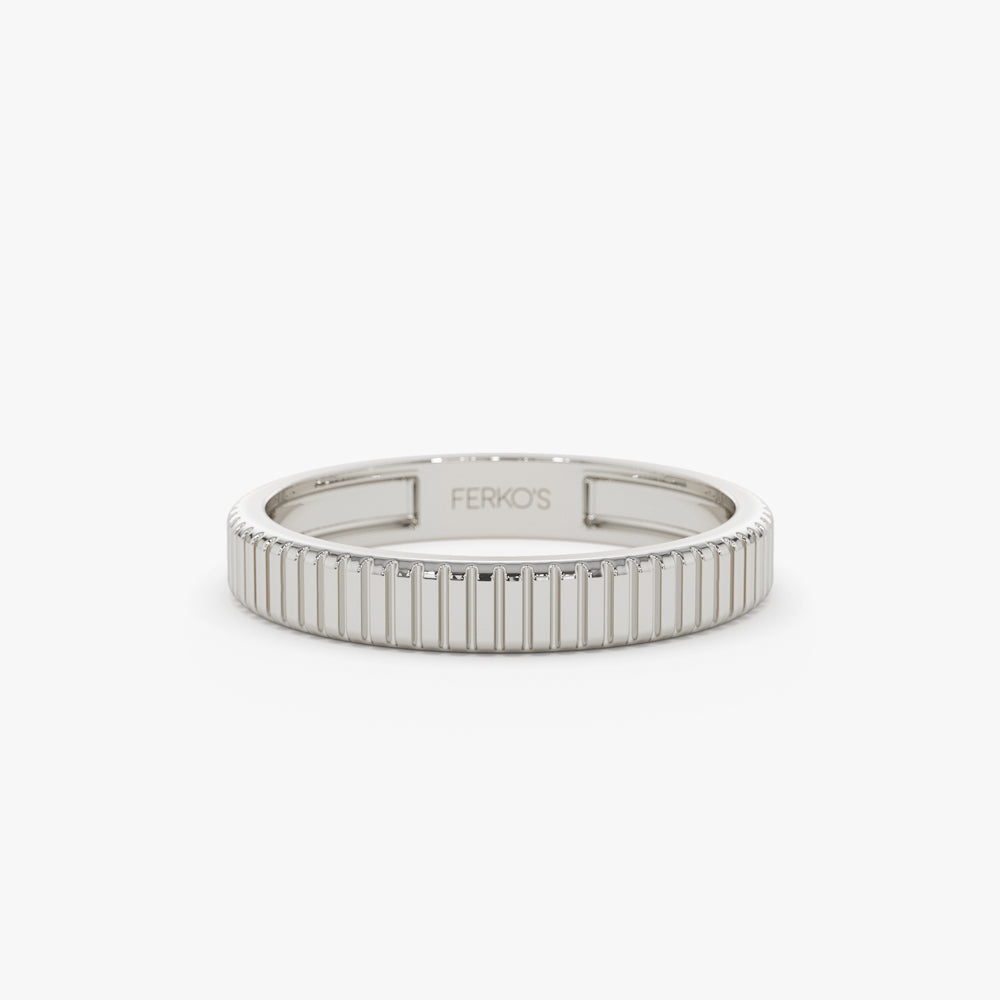 OBFJ2251 - 3MM Ribbed Ring in 14k Gold 8