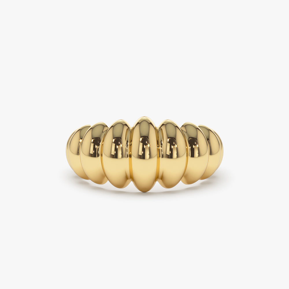 OBFJ2250 - 14k Gold Bold Dome Croissant Ring 1