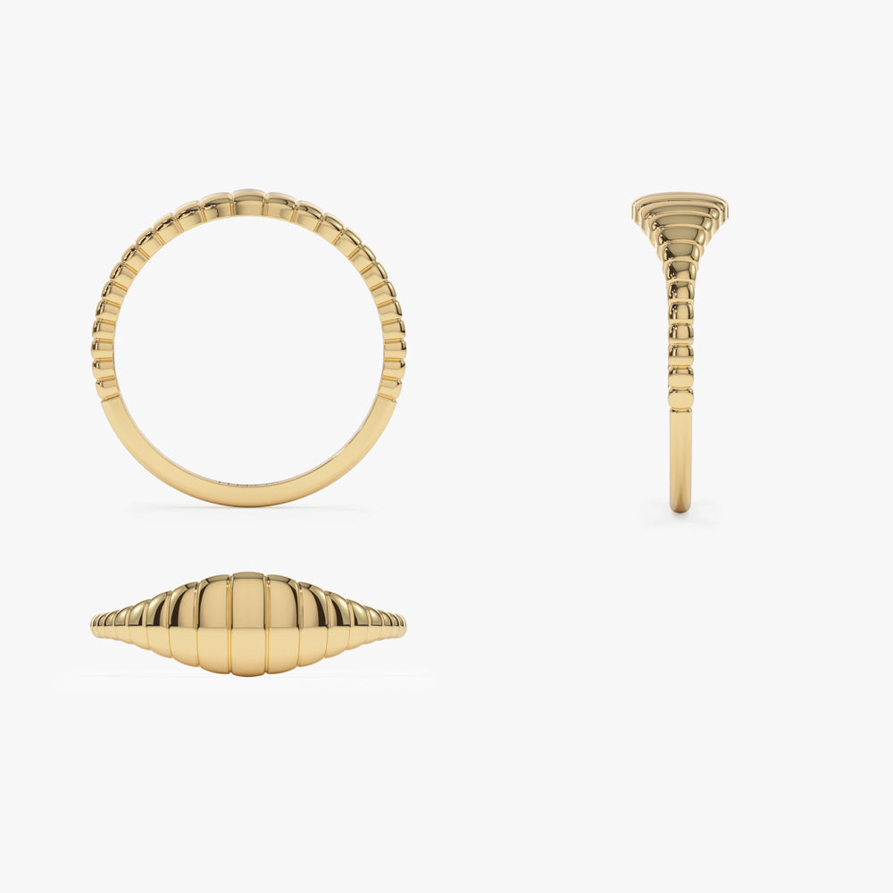 OBFJ1545 - 14k Minimalist Wave Signet Ring 7