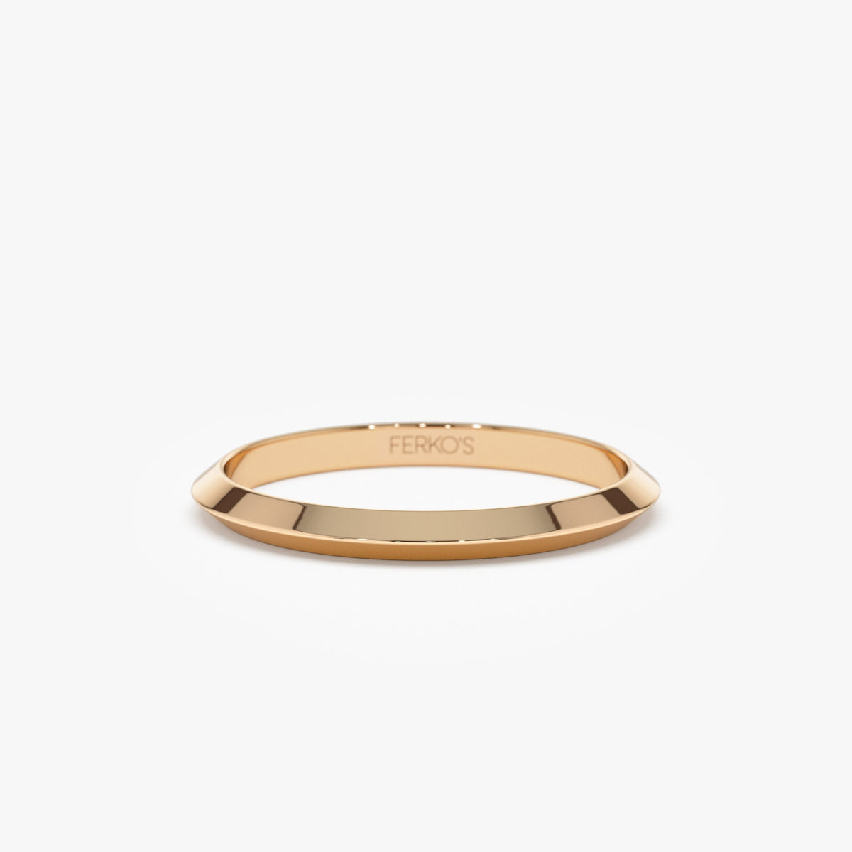OBFJ1341 - 2MM Knife Edge Wedding Band ring in selectable metal and diamond options - Roselle Jewelry view 5