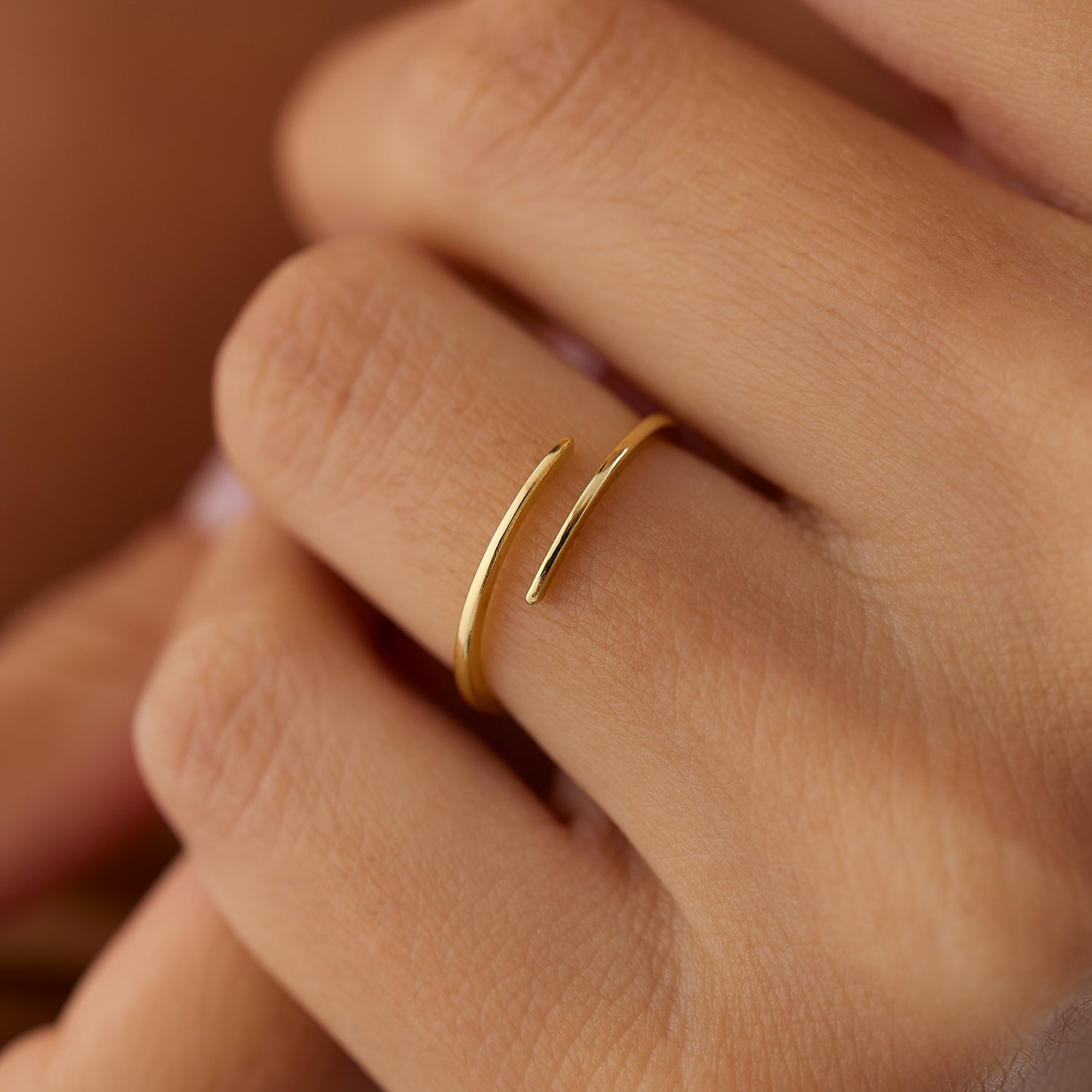 OBFJ1445 - Stacking Criss Cross Ring ring in selectable metal and diamond options - Roselle Jewelry view 2
