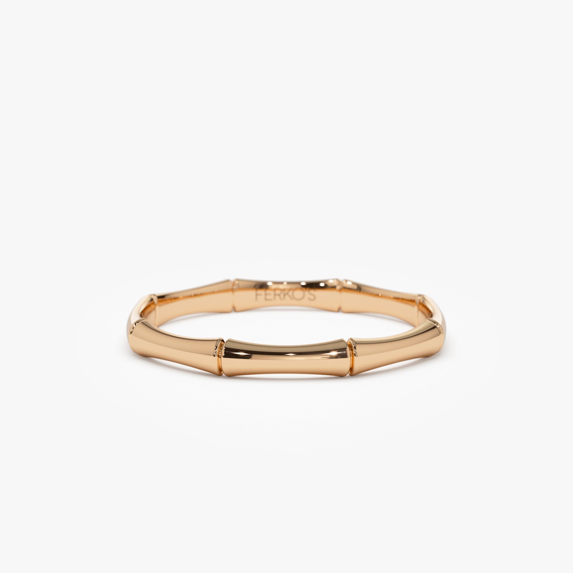 OBFJ1346 - Dainty Minimal Bamboo Gold Ring ring in selectable metal and diamond options - Roselle Jewelry view 3