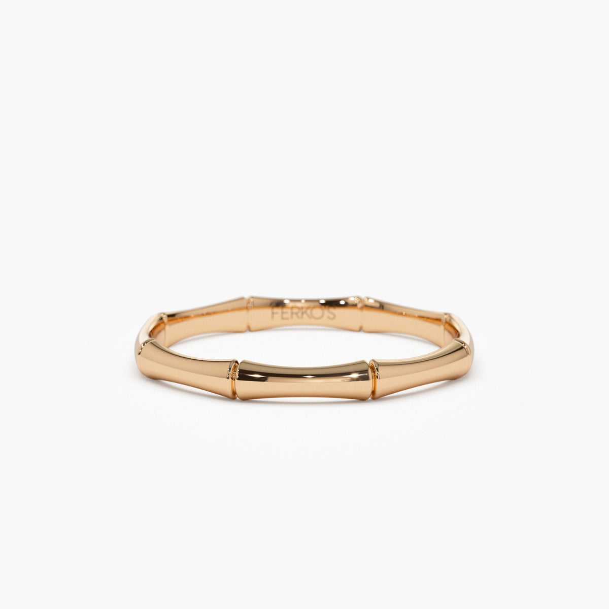 OBFJ1346 - Dainty Minimal Bamboo Gold Ring ring in selectable metal and diamond options - Roselle Jewelry view 3