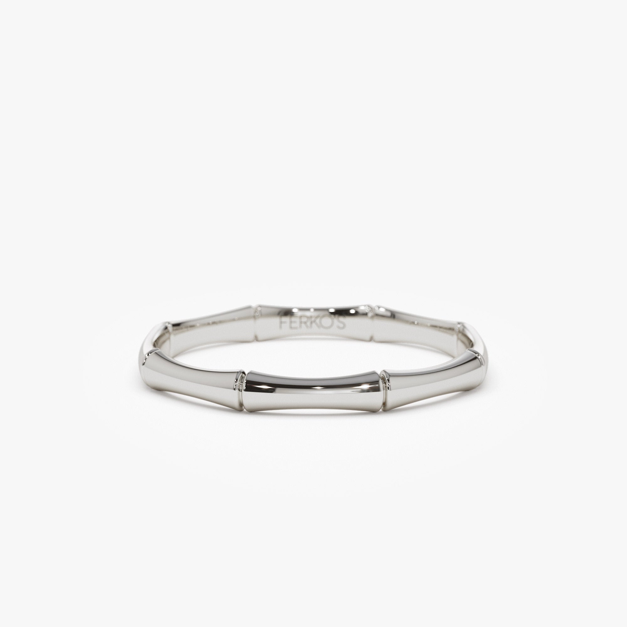 OBFJ1346 - Dainty Minimal Bamboo Gold Ring ring in selectable metal and diamond options - Roselle Jewelry view 4