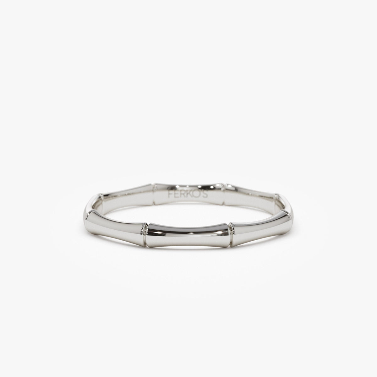 OBFJ1346 - Dainty Minimal Bamboo Gold Ring ring in selectable metal and diamond options - Roselle Jewelry view 4