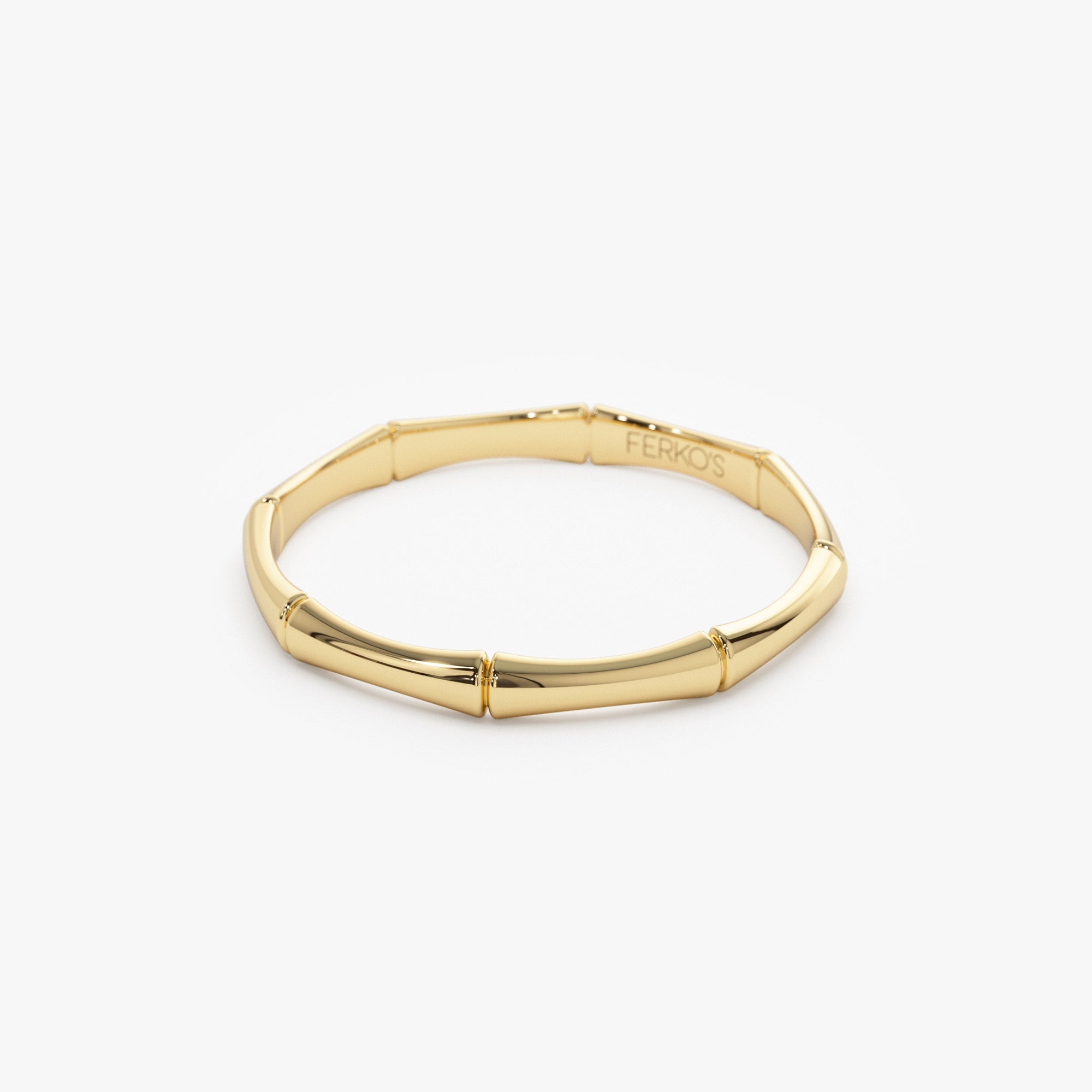 OBFJ1346 - Dainty Minimal Bamboo Gold Ring ring in selectable metal and diamond options - Roselle Jewelry view 5