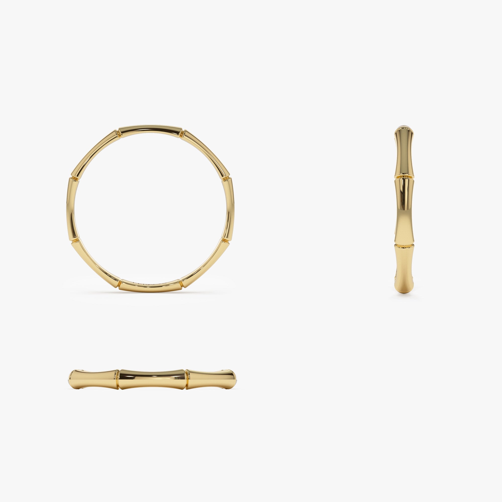 OBFJ1346 - Dainty Minimal Bamboo Gold Ring ring in selectable metal and diamond options - Roselle Jewelry view 6