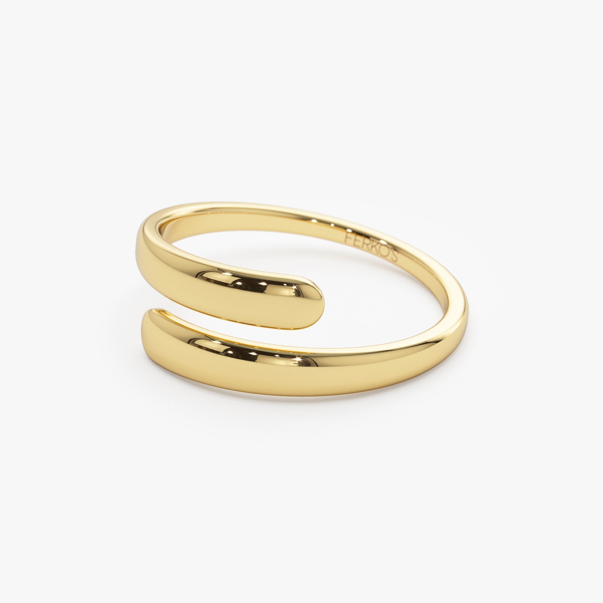OBFJ1380 - 14K Plain Gold Crossover Ring 7