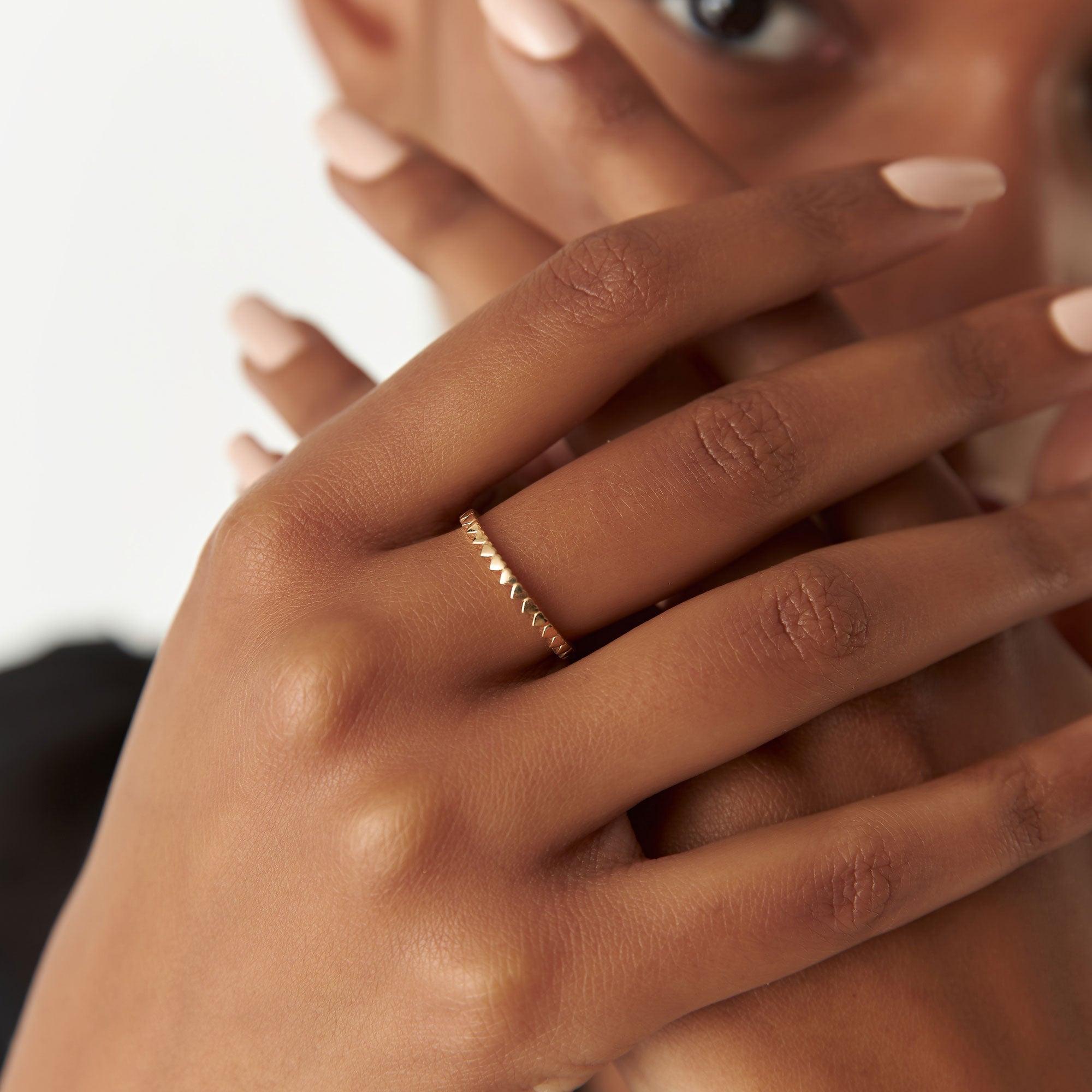 OBFJ1246 - 14k Gold Mini Heart Eternity Ring 2