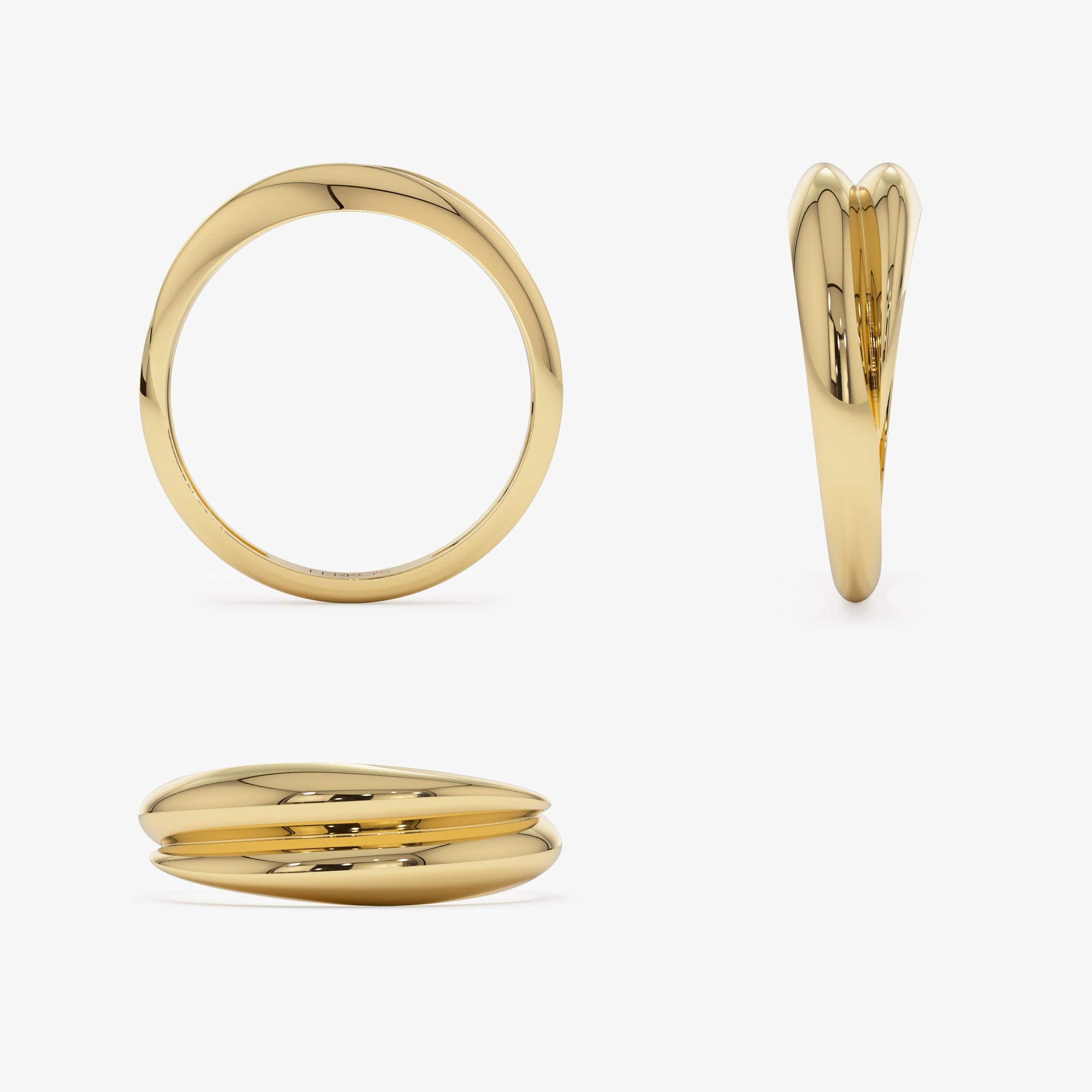 OBFJ1256 - 14k Dome Dual Band Stackable Statement Ring 10