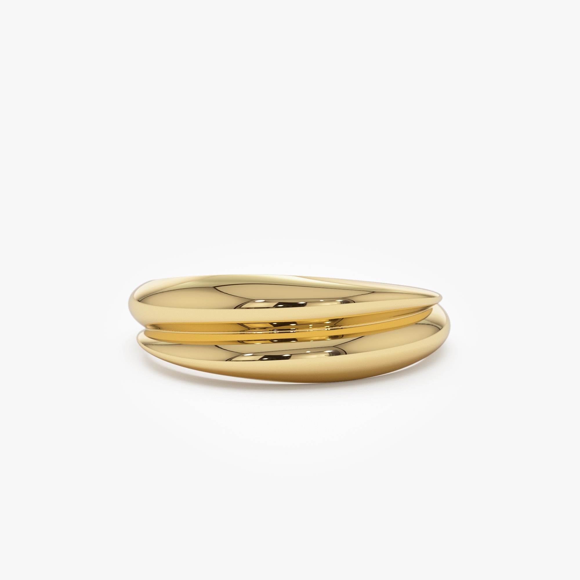 OBFJ1256 - 14k Dome Dual Band Stackable Statement Ring 1