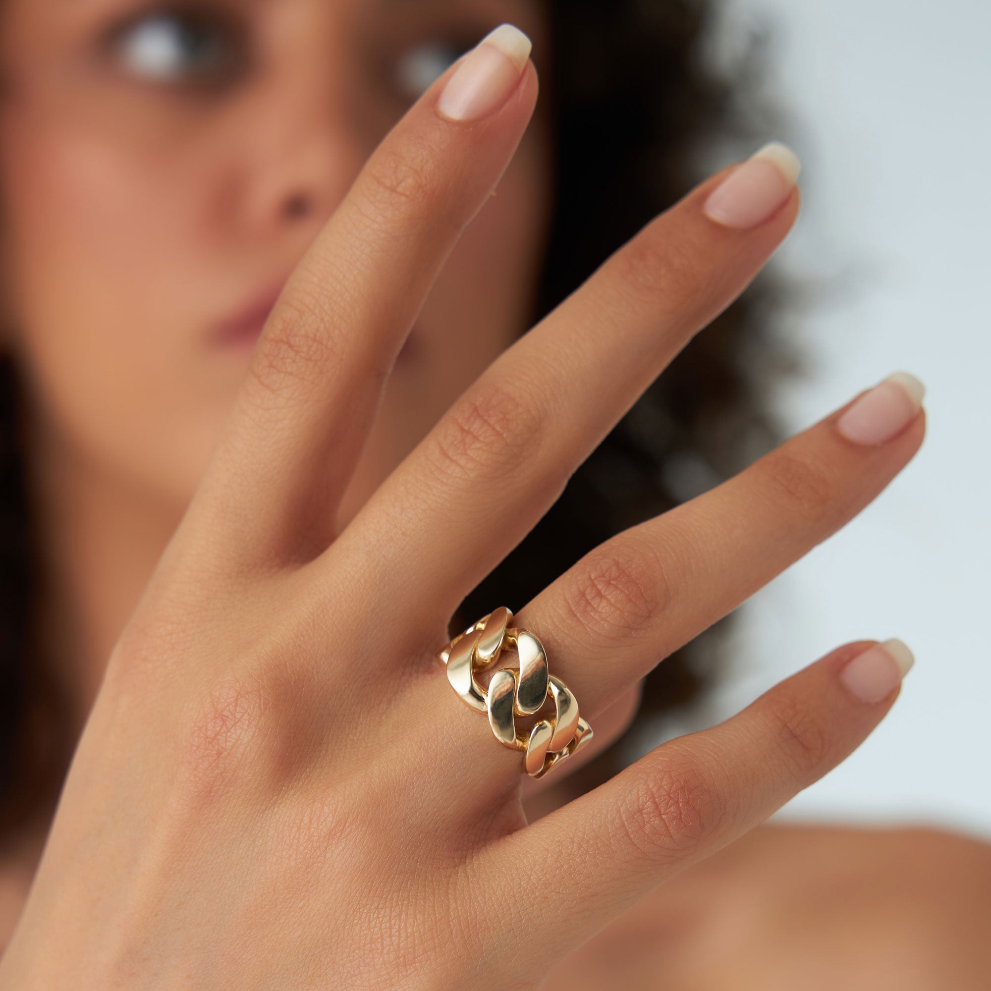 OBFJ1367 - 14k Chunky Cuban Curb Chain Link Ring 4