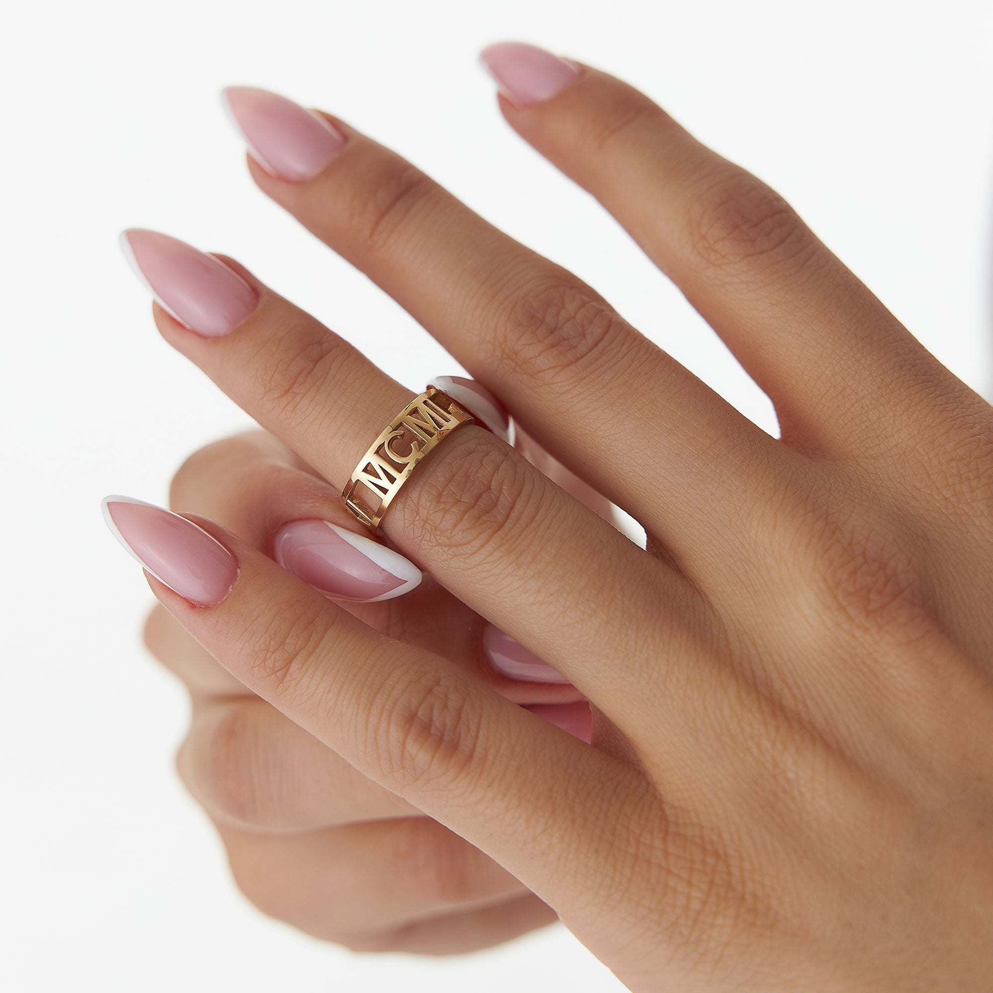 OBFJ1179 - 14K Gold Personalized Roman Numeral Ring 2