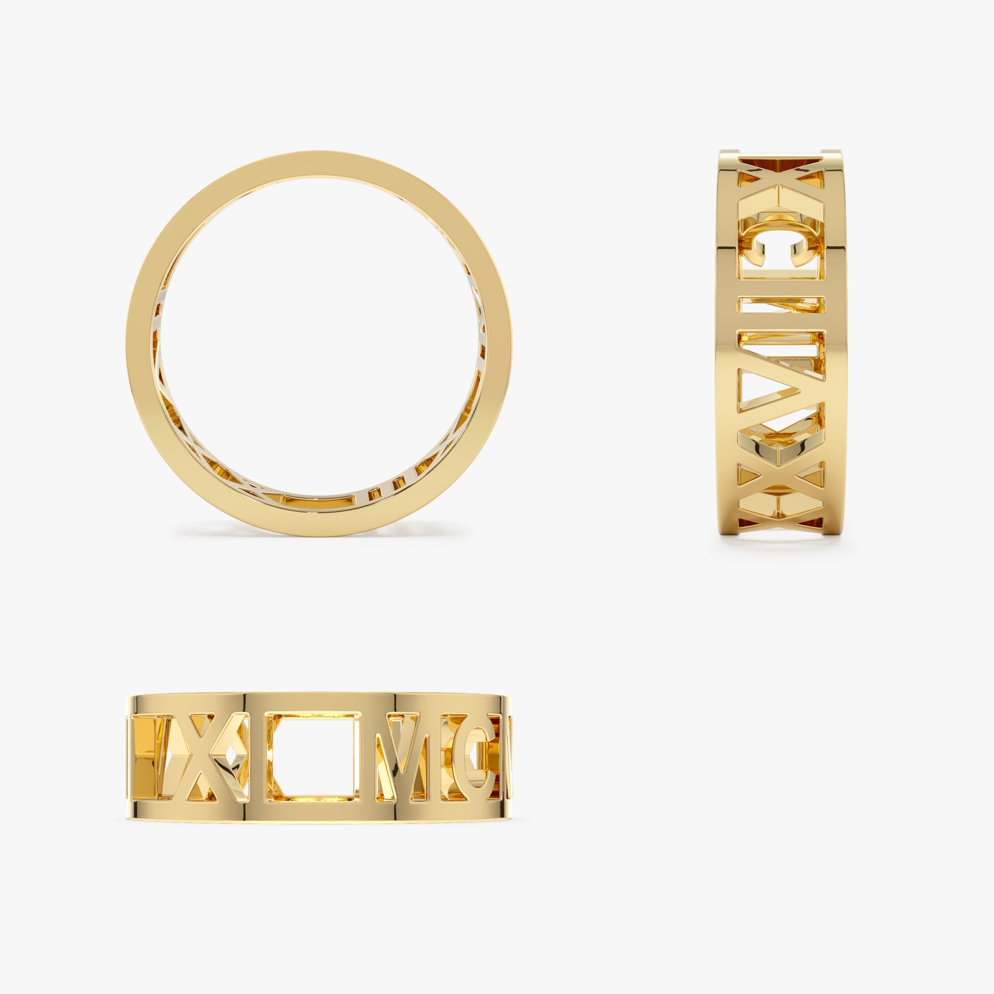 OBFJ1179 - 14K Gold Personalized Roman Numeral Ring 8