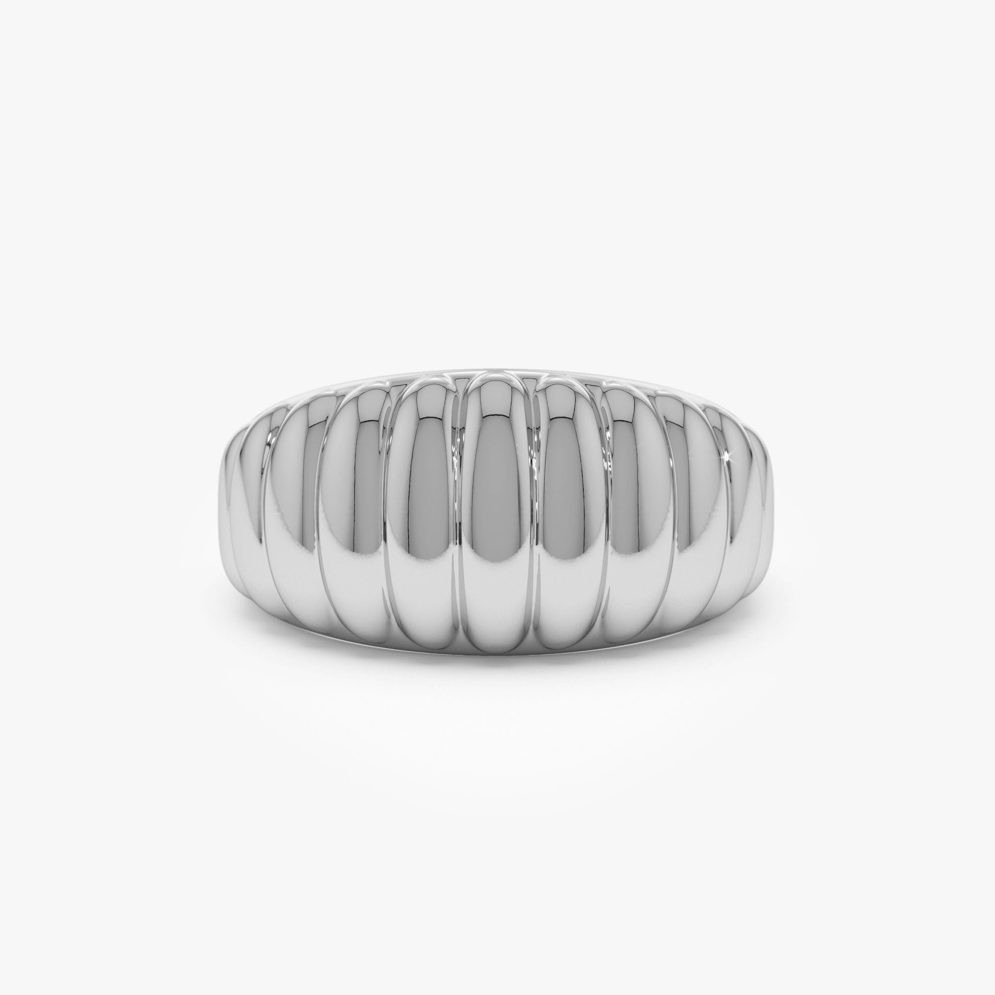 OBFJ1287 - 14k Gold Chunky Ribbed Statement Ring 7