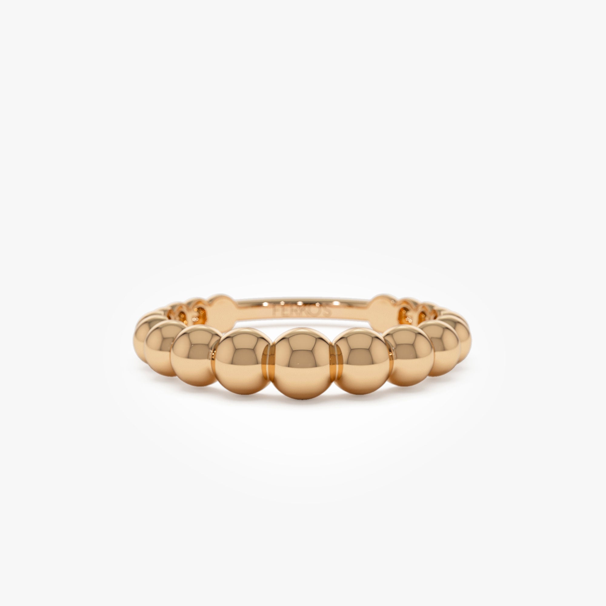 OBFJ1317 - 14k 4MM Beaded Graduating Ring 7